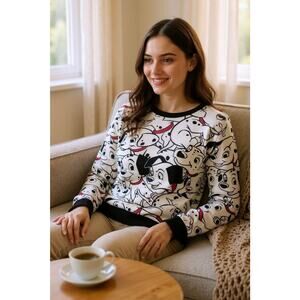 Novelty Print Disney 101 Dalmatians Sweater Knit  XS Kidcore Comfort Cozy Casual